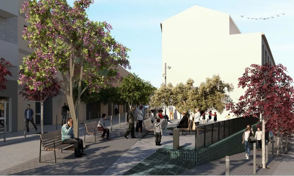 Actual estat del l'encreuament dels dos carrers amb desnivell, que en dificulta l'ús.
