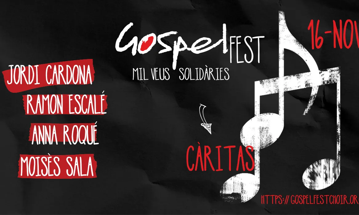 Cartell del concert de gòspel solidari de Caritas Barcelona.