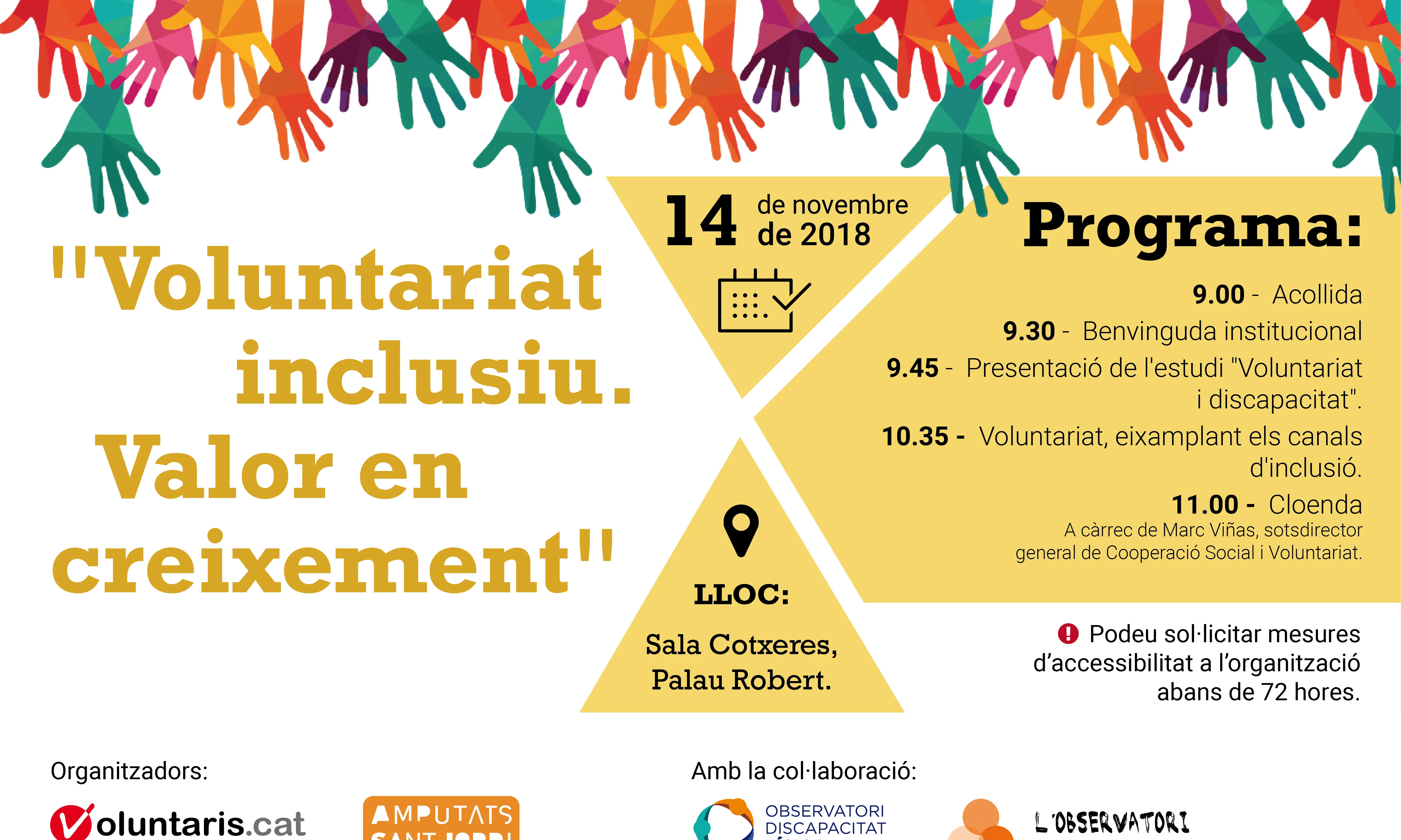 Programa de la jornada 'Voluntariat inclusiu. Valor en creixement'.