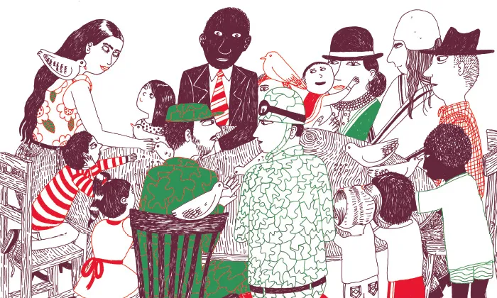 Il·lustració de Powepaola, portada del llibre ‘Lo niños que piensan la paz’ del projecte ‘La paz toma la palabra’ del Banco de la República, Colombia.