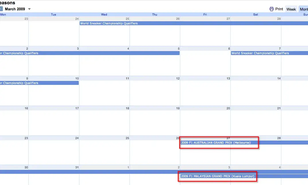 Captura de pantalla de Google Calendar