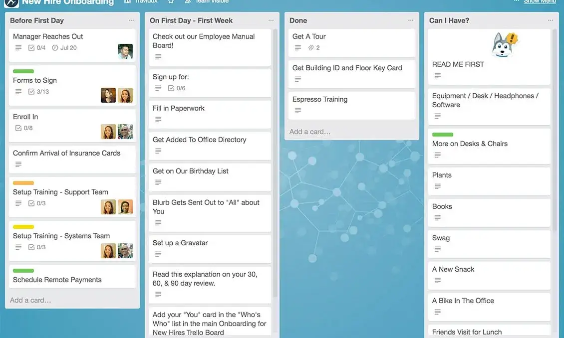 Captura de pantalla de Trello