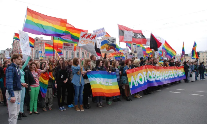 Protestes contra la vulneració dels drets LGBTI a Rússia.