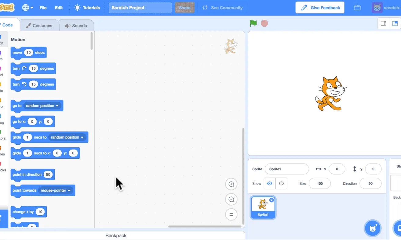 Captura de pantalla de Scratch 3.0 on es pot veure com afegir col·leccions de blocs.