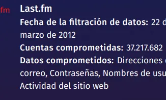 Captura de pantalla de l'informe que emet Firefox Monitor