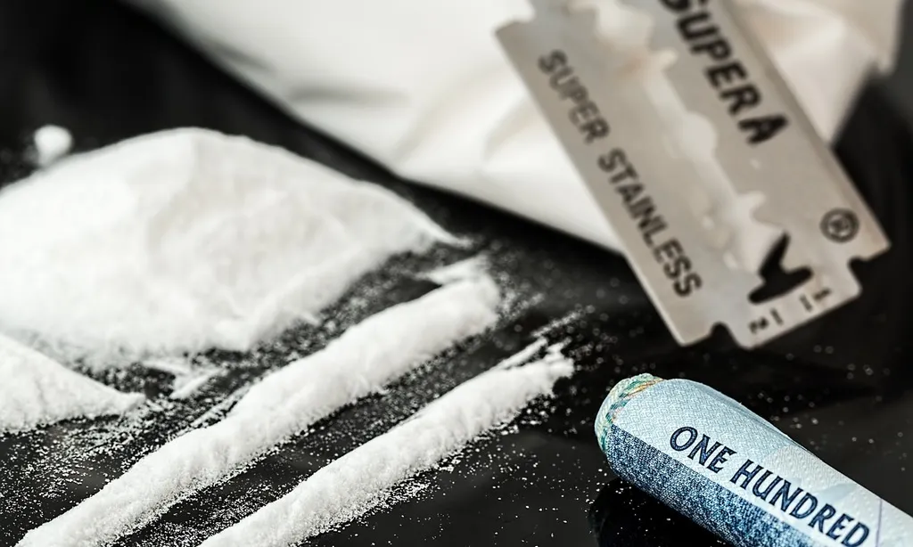 Una persona usuària de drogues consumint cocaïna.