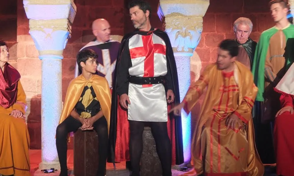 Jesús Galindo, president de l'associació, actuant en el Retaule de Sant Ermengol.