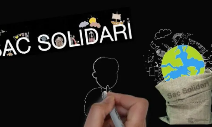 Imatge gràfica del vídeo promocional del Sac Solidari.