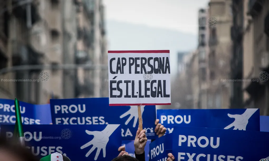 Manifestació a Barcelona a favor de l'acolliment de persones refugiades
