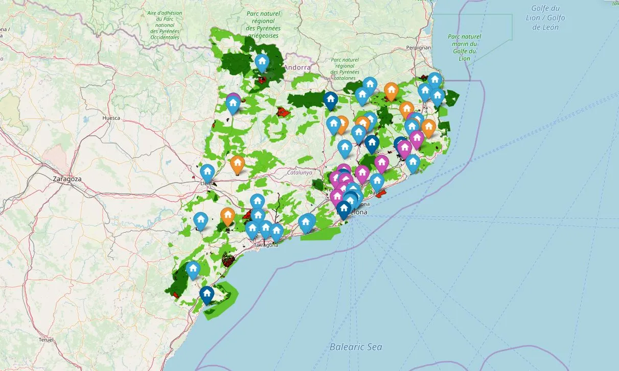 La majoria de comarques amb presència d’entitats de custòdia es roben en la meitat est de Catalunya. 