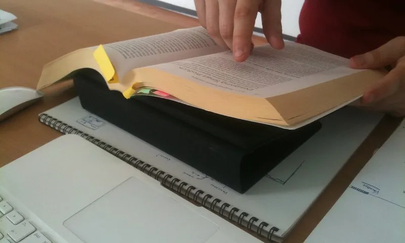 Fotografia d'una persona fent anotacions en un llibre. Imatge de Luca Mascaro. Llicència d'ús CC BY-SA 2.0