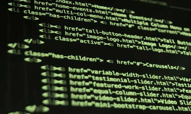 llenguatge html en la portada del dossier estadístic sobre dones i TIC