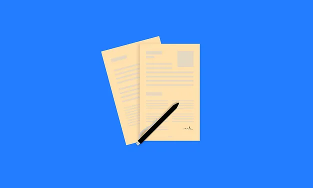 Dibuix d'un paper blan en fons blau