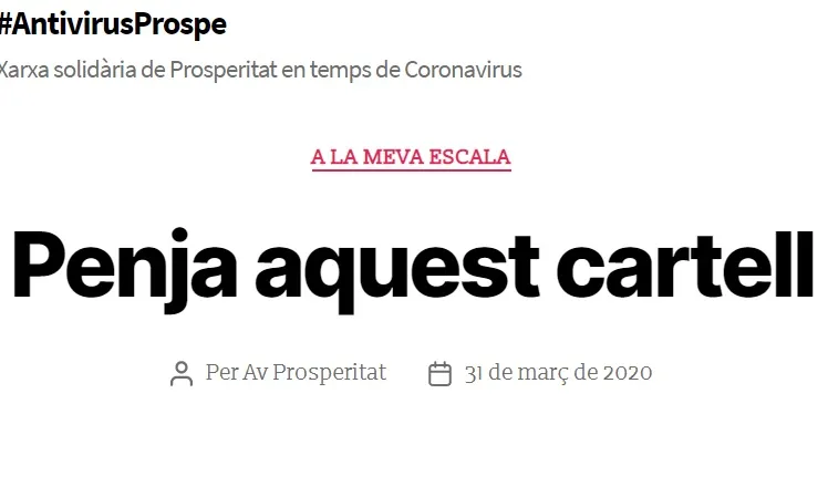Penja aquest cartell: Associació veïnes i veïns Prosperitat