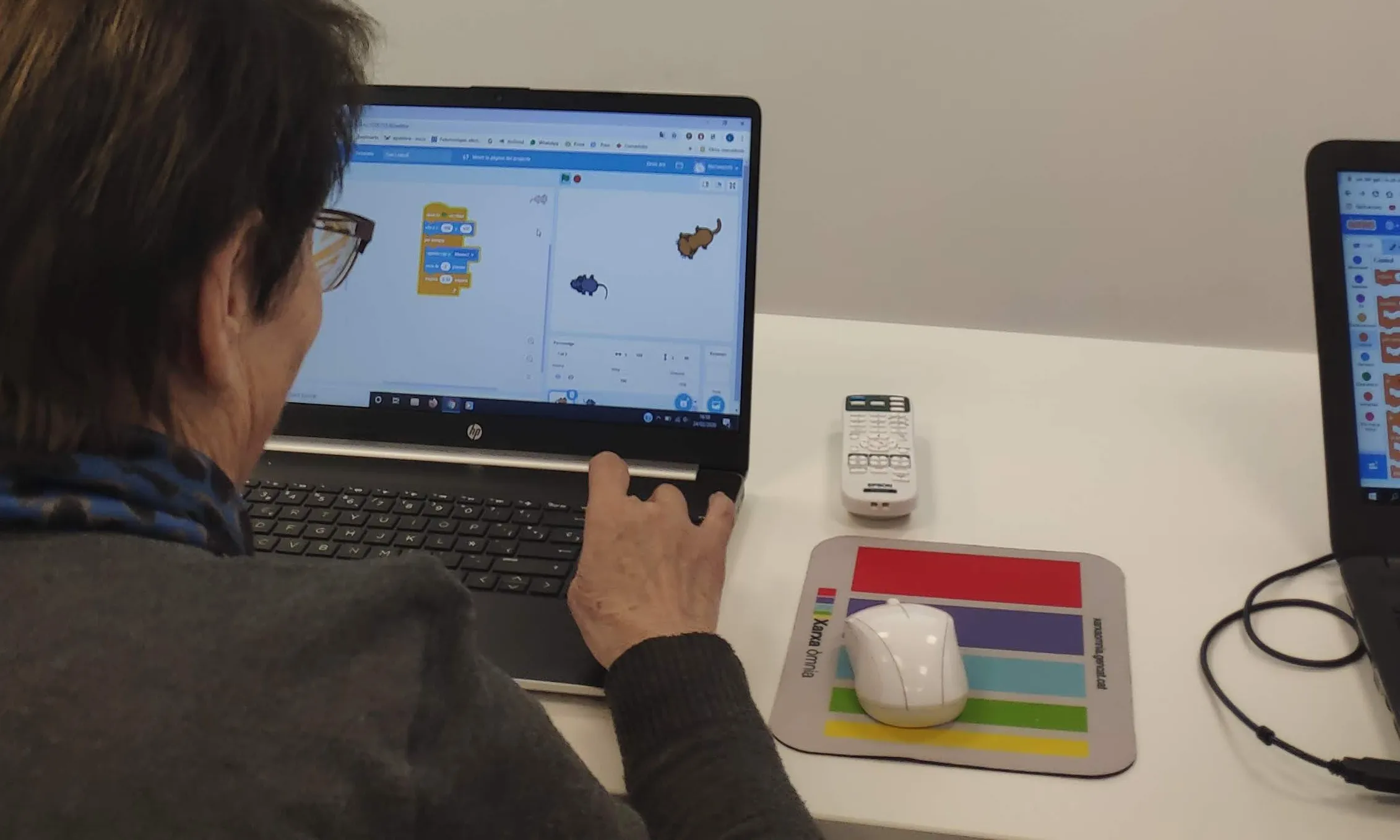Fotografia d'una dona practicant amb Scratch. Imatge de Lidia Santiago. 
