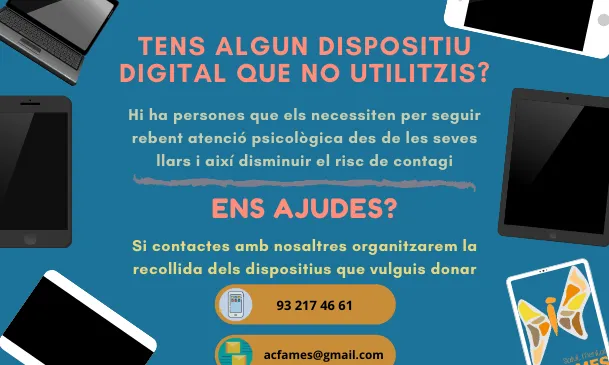 Dona els dispositius digitals que no utilitzis a persones que pateixen un trastorn mental sever i així gaudeixin d'una millor qualitat de vida i puguin seguir en contacte amb l'exterior en situacions difícils com ara el confinament.