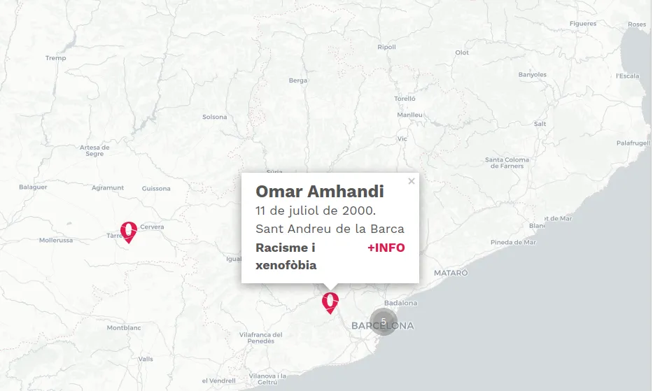 Mapa de les morts per crim d'odi a l'estat espanyol i a Catalunya