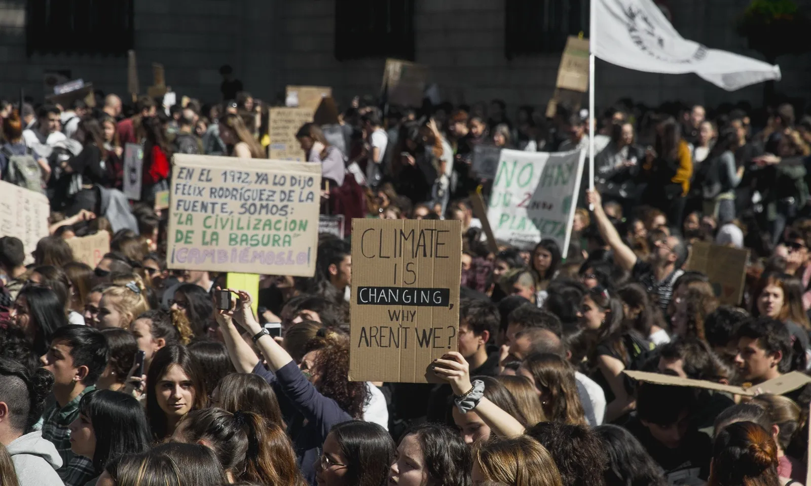 Mobilització de Fridays For Future Barcelona durant el març de 2020. 