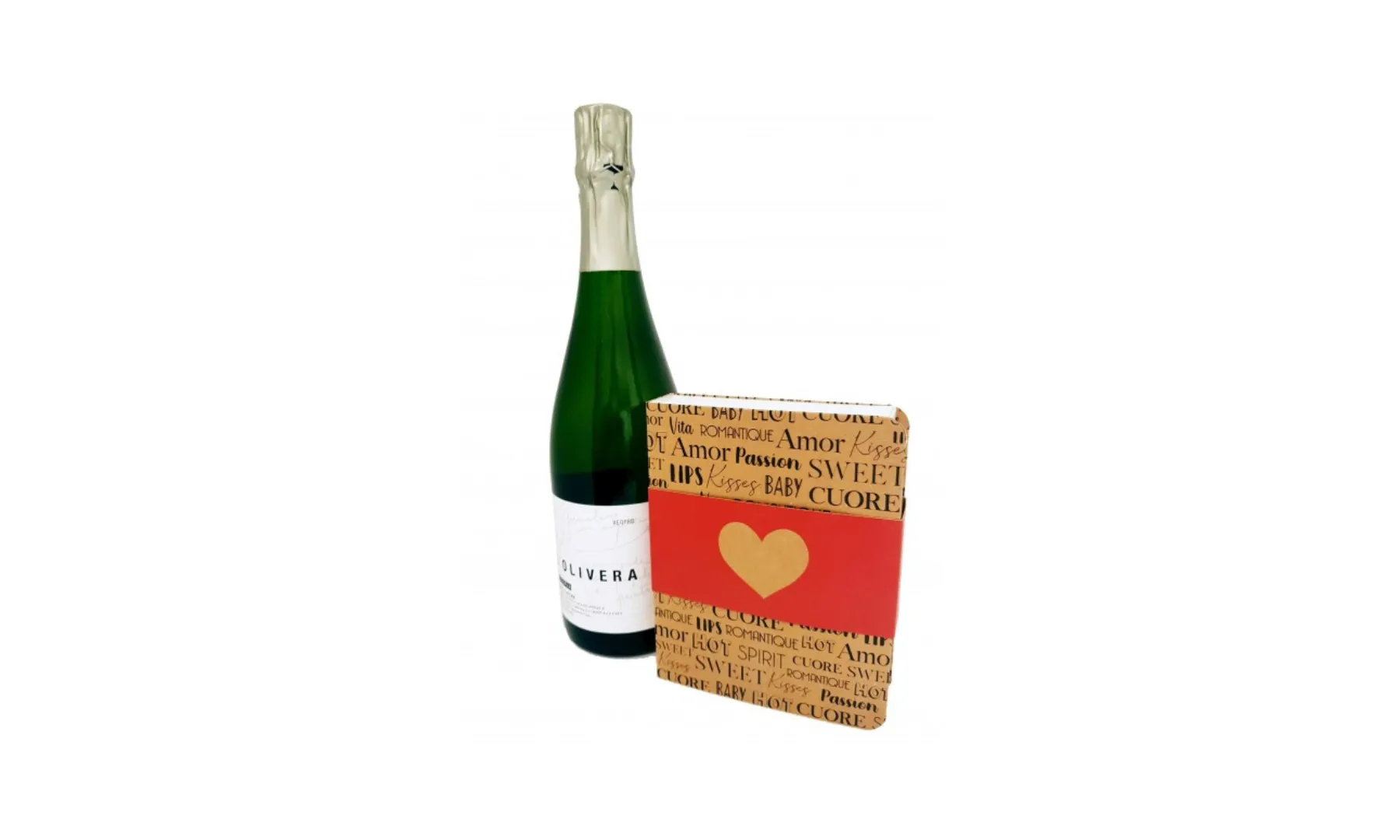 Caixa amb cors per Sant Jordi i cava de l'entitat Ordi. 