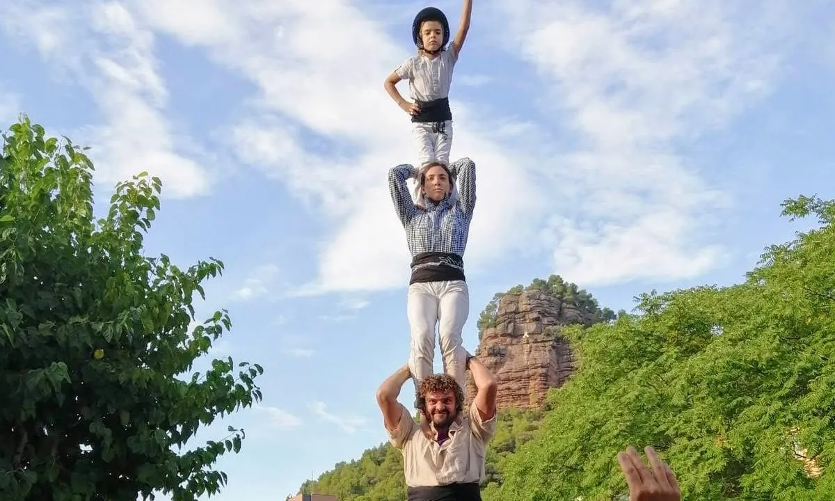 Primer pilar de quatre de la colla a la Festa del Mussol el 21 de setembre de 2019.