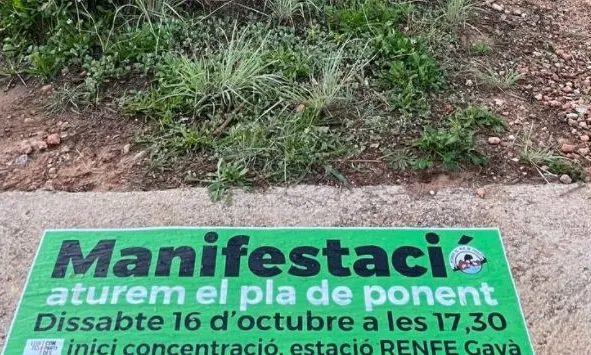 La manifestació per aturar el Pla de Ponent tindrà lloc a Gavà el 16 d'octubre.