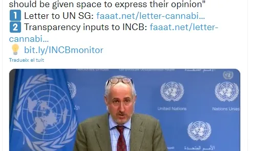 Primera resposta de Nacions Unides a la Junta Internacional de Fiscalització d'Estupefaents (INCB): ‘La societat civil ha de ser escoltada i ha de tenir espai per expressar la seva opinió’