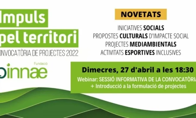 Cartell de la sessió informativa de la convocatòria de projectes de la Fundació Pinnae