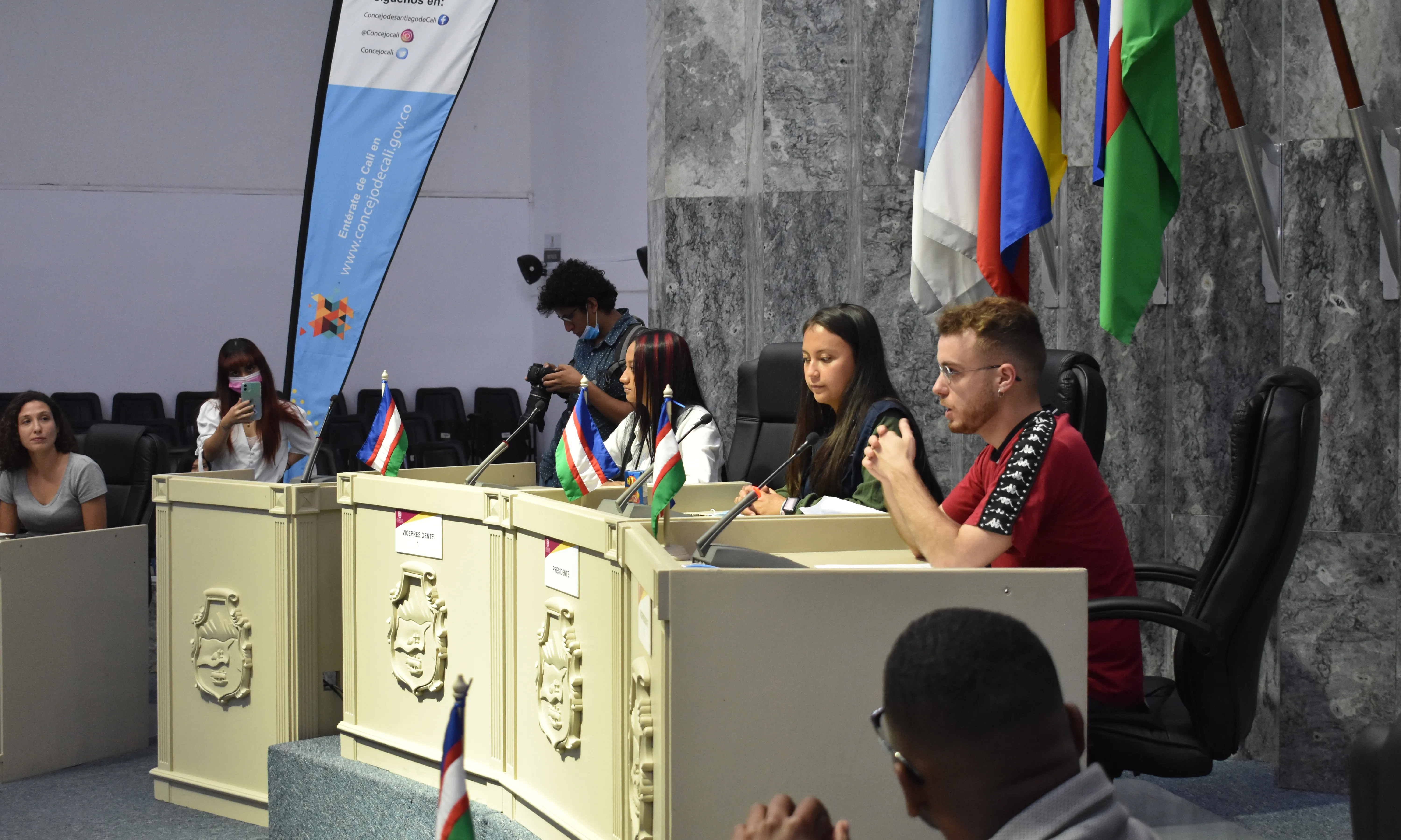 David Franquelo parlant a l'Acte formal d'agermanament amb el Consejo Municipal de Juventud de Cali.