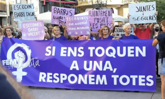 Fragment del cartell oficial de les Jornades: 'Com construir #BarrisVioletes?'. Font: Confederació d'Associacions Veïnals de Catalunya