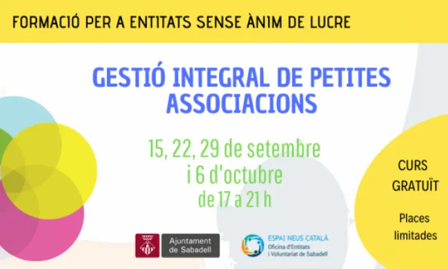 Curs: Gestió integral de petites associacions. Font: Ajuntament de Sabadell.