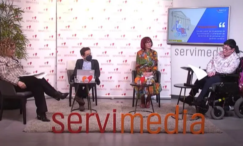 Un moment de la presentacíó de l'estudi ‘Percepció social de la discriminació de les persones amb paràlisi cerebral’.