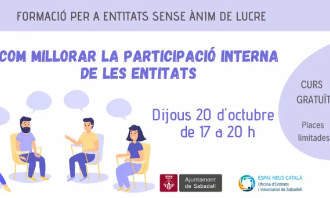 Com millorar la participació interna de les entitats. Font: Ajuntament de Sabadell.