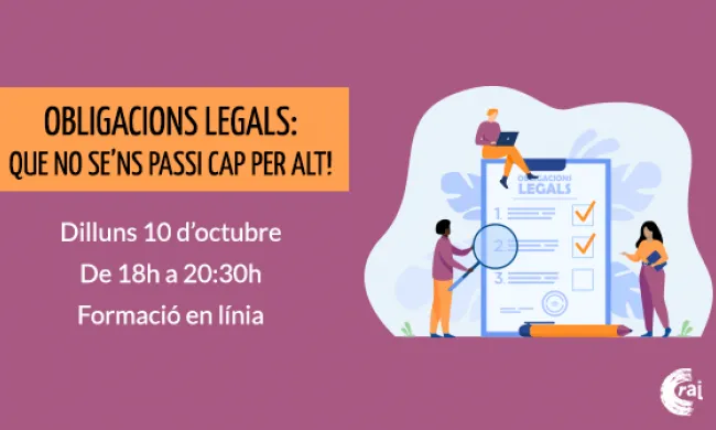 Cartell formació Obligacions legals de les entitats: que no se’ns passi cap per alt!