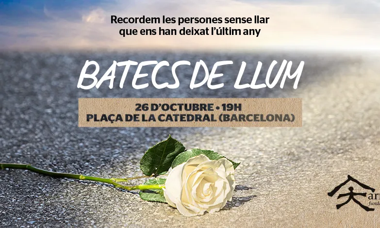 Cartell de l'acte 'Batecs de llum' per recordar els persones sense llar que han mort a Barcelona els últims dotze mesos.