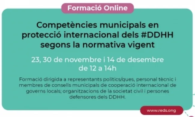 Formació online - competències municipals en protecció internacional dels DDHH seogons la normativa vigent