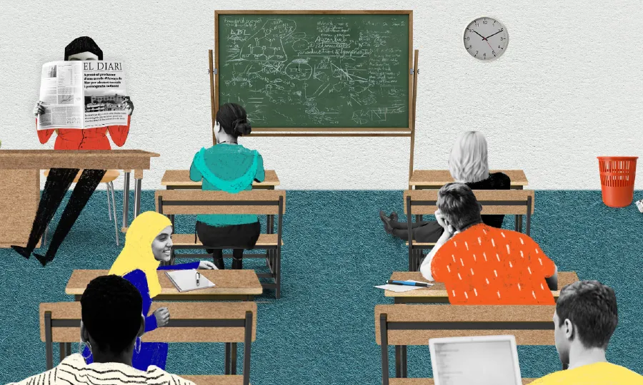 Imatge gràfica de la campanya 'I tu, què faries? Comunitat Educativa contra les Violències', de la cooperativa Candela.