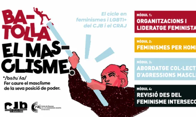 Cartell de Batolla el masclisme, fer caure el masclisme de la seva posició de poder. Font: CRAJ