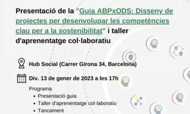 Ppresentació de la 'Guia ABPxODS: Disseny de projectes per desenvolupar les competències clau per a la sostenibilitat'. Font: Catesco