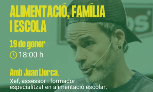 Conferència en línia 'Alimentació, família i escola', amb Juan Llorca. Font: Fundesplai.