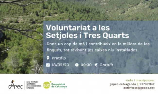 Fragment del cartell oficial de l'activitat de voluntariat. Font: Grup d'Estudis i Protecció dels Ecosistemes Catalans (GEPEC)