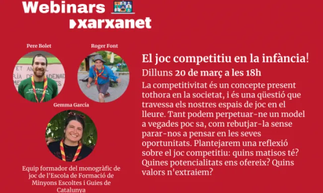 Cartell Webinar 'El joc competitiu en la infància!'. Font: Xarxanet.