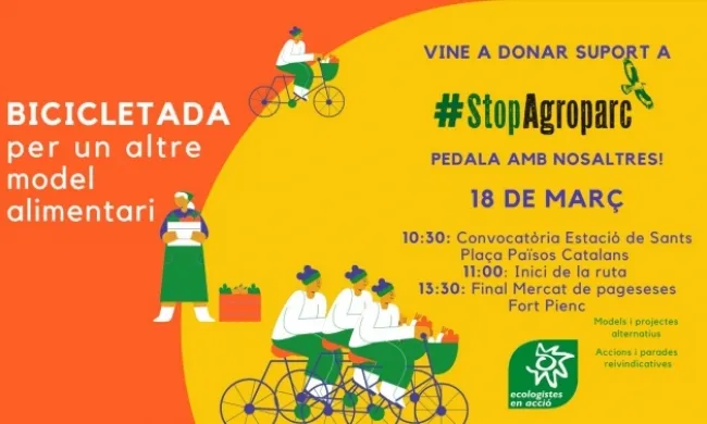 Cartell oficial de la jornada 'Bicicletada per un altre model alimentari'. Font: Ecologistes en Acció