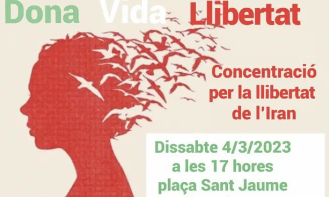 Cartell oficial de la manifestació per la llibertat de l'Iran. Font: Comunitat de Dones Iranianes de Barcelona