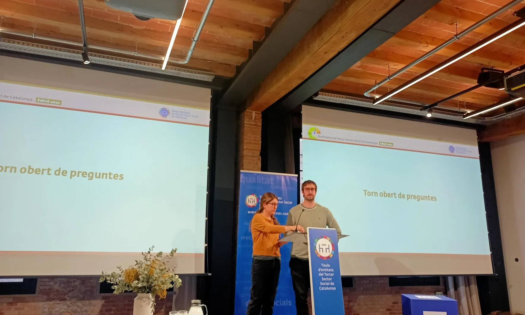 Un moment de la presentació del Baròmetre del Tercer Sector Social on es veu que el prinicipal àmbit d'intervenció es l'educació en el lleure i els serveis educatius.