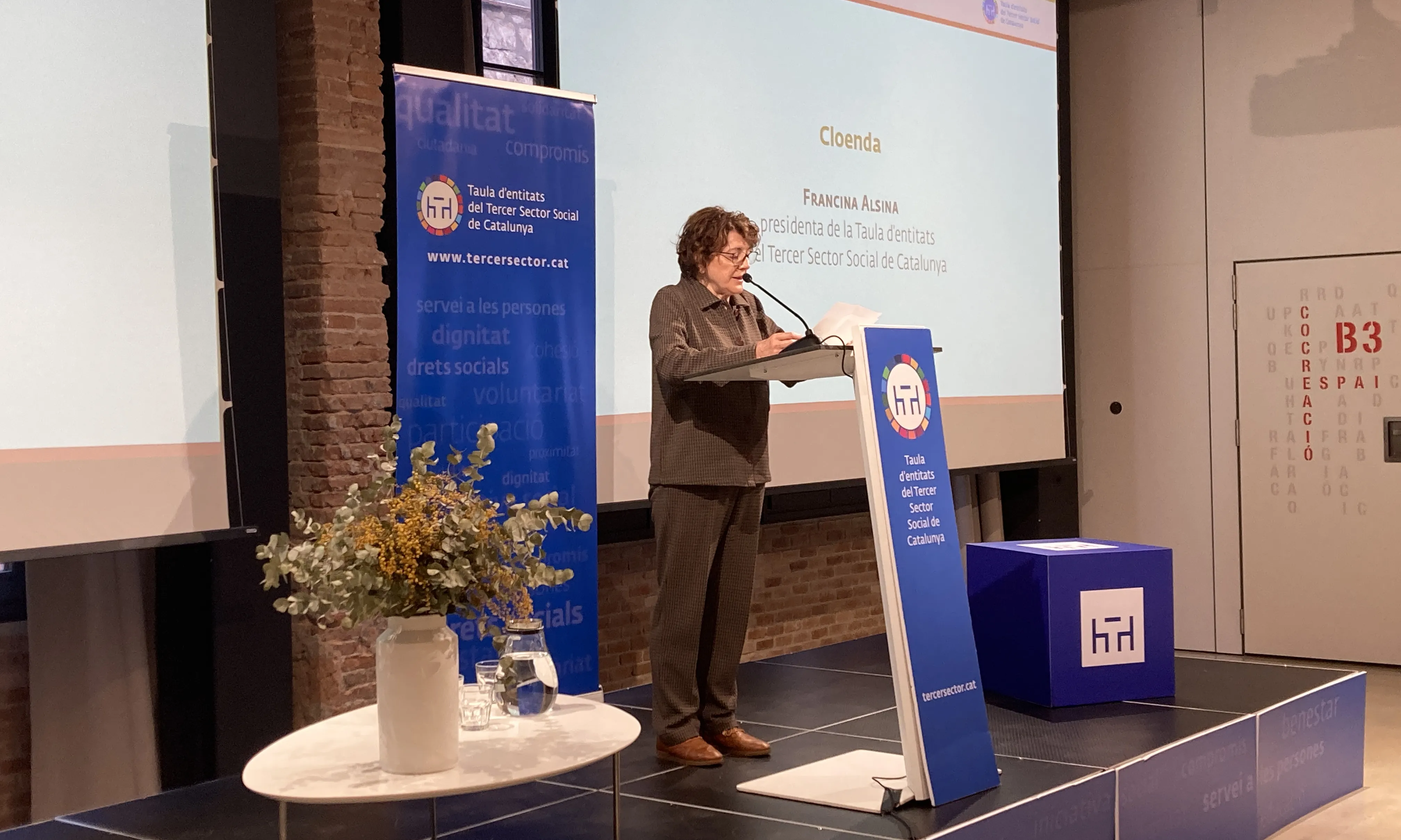 La presidenta de la Taula d'entitats del Tercer Sector, Francina Alsina, reivindica un finançament estable per a les entitats.