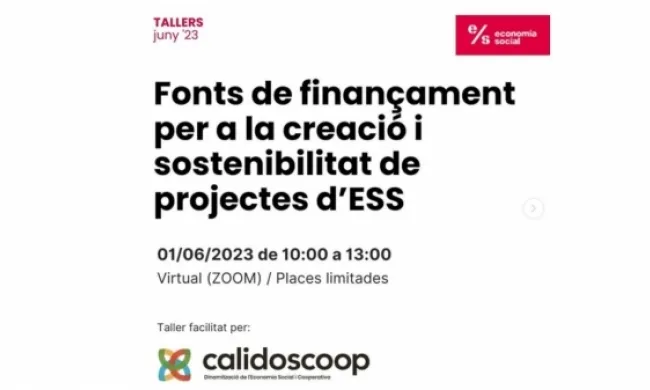 El taller serà l'1 de juny en format en línia. Font: FETS – Finançament Ètic i Solidari.