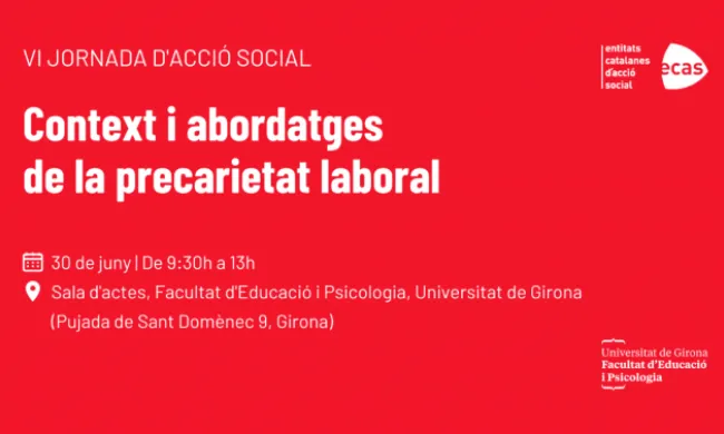 VI Jornada d'Acció Social 'Context i abordatges de la precarietat laboral'. Font: ECAS