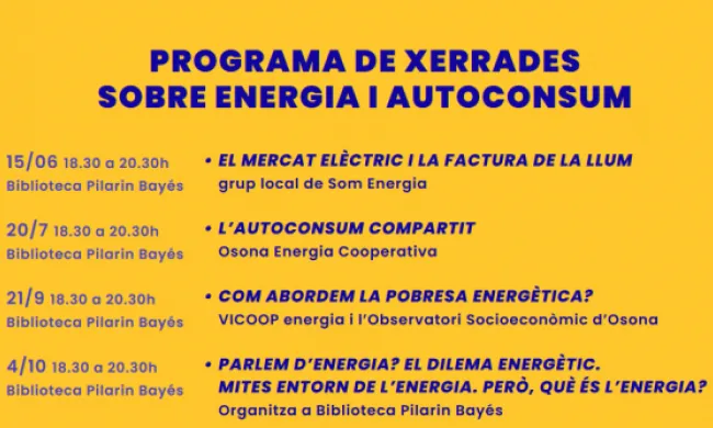 Cartell Cicle 'Energia i autoconsum'. Font: Vicoop