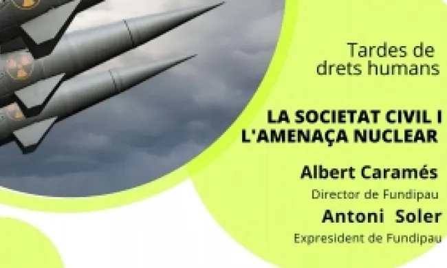 Fragment del cartell oficial de la xerrada 'La societat civil i l'amenaça nuclear'. Font: ANUE