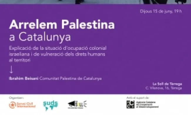 Fragment del cartell oficial de la xerrada 'Arrelem Palestina a Catalunya'. Font: SCI